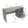 Inval Curved Top Desk 55.12 in. W x 19.69 in. D x 29.53 in. H in Smoke Oak ES-12903
